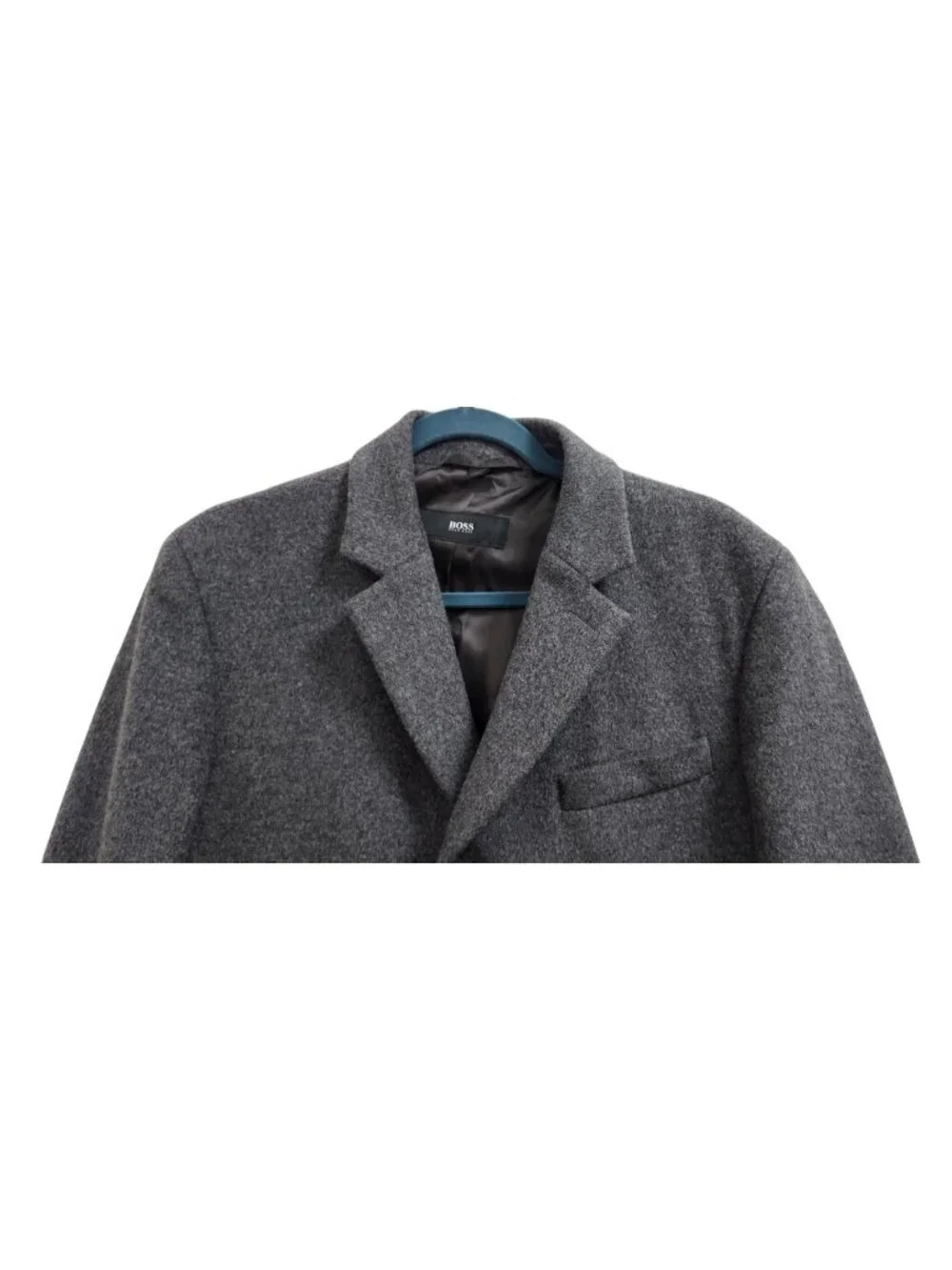 Hugo Boss Cashmere Wool Coat Mens 38R Gray Slim Fit Overcoat Luxury